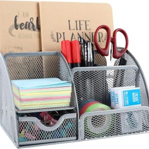 Senhoglb Mesh Desk Tidy，Silver, New Year Sale , Top gift picks