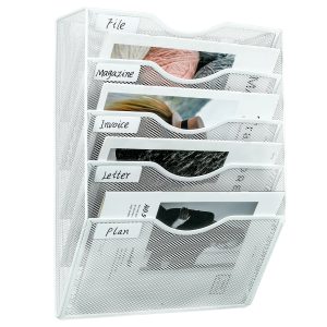 Senhoglb 5 Tier A4 Mesh Wall Pocket File Holder，White, New Year Sale , Top gift picks