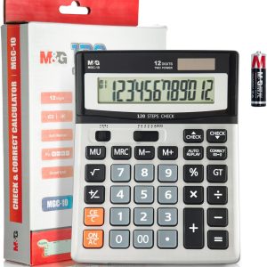M&G Desk Calculator 12 Digit Extra Large LCD Display Calculators with Check & Correct, Dual Solar Power and Battery, Multi-Functional Financial Office Business Calculator with Big Buttons