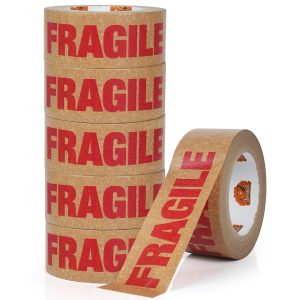 TAPEBEAR Fragile Tape Eco-Friendly Kraft Paper Tape 2Inch x 55Yard, Biodegradable Packaging Brown Paper Tape Self Adhesive Box Tape for Small Business, Shipping, Sealing, moving, 3rolls