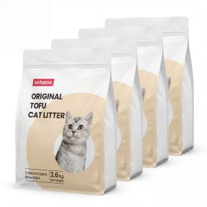 ochama Original Flavor Tofu Cat Sand, Clump-Forming, Odor-Control, Dust-Free, Absorbent, Flushable, 2.6kg x 4 Packs
