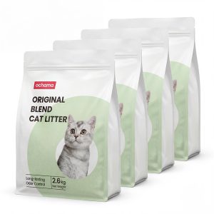 Ochama 4-in-1 Mixed Cat Litter, 2.6kg x 4 Packs, Bentonite & Tofu Material, Deodorising & Low-Dust