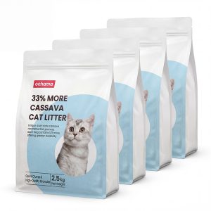 ochama Cloud Tapioca Cat Litter, Non-Sticky, Strong Water Absorption & Clumping, 2.5kg x 4 Packs