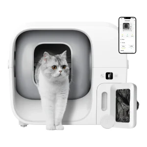 FURBULOUS World's 1st Auto Pack and Seal Cat Litter Box Includes 60 Days Starter Kit TÜV Certified SAFE Zero Odor Trash Bag Auto-Refill Anti Leakage Smart App Control fits Multi Cats