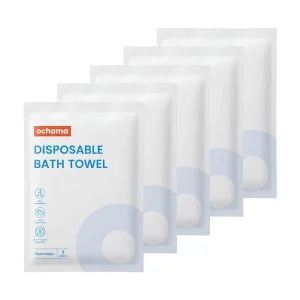 ochama Disposable Bath Towels, 70×140cm, Pack of 5 (1 towel per separate pack) Must-have for business trips & travel – large, portable, hygienic bath towels