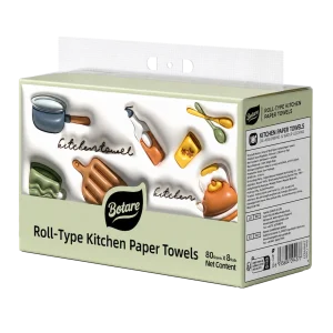 Botare Kitchen Rolls, Super Absorbent, 80 Sheets per Roll (Pack of 8 Rolls)