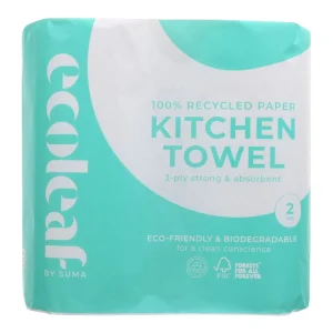 ECOLEAF BY SUMA Kitchen Towel Jumbo, 100% Recycled, 3-Ply, 2 Rolls