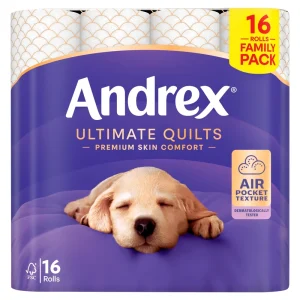Andrex Ultimate Quilts Toilet Tissue, 3-Ply, 16 Rolls