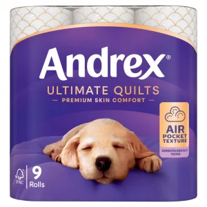 Andrex Ultimate Quilts Toilet Tissue, 3-Ply, 9 Rolls