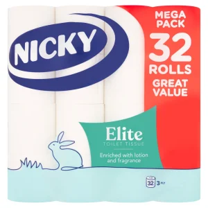 Nicky Elite Toilet Tissue, 3-Ply, 32 Rolls