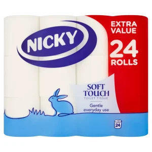 Nicky Soft Touch Toilet Tissue, 2-Ply, 24 Rolls