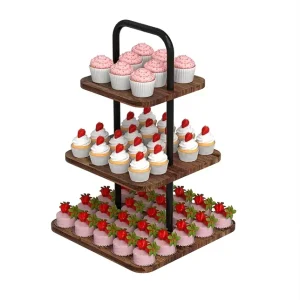 SRD Square Cake Stand (Rustic Wood Top)