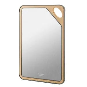 Maxcook 304 Stainless Steel Antibacterial Wheat Straw Double Sided Chopping Board Cutting Board - 28 x 40 cm