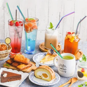 Huacan Stainless steel colored straw set, 5-piece set