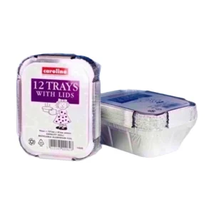 Caroline Foil Tray with Lid, 96 x 121mm, 41mm deep, pack of 12
