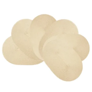 White Label PP Placemats Set of 6 for Dining Table，PP oval placemat BL light brown，Washable Woven Vinyl Non-Slip 18x12 inches Placemat Heat-Resistant Durable Table Mats for Dining Table Easy to Clean