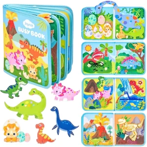 Dinosaur Busy Book Quiet Travel Activity Board for Toddlers Aged 2-5 1 Set