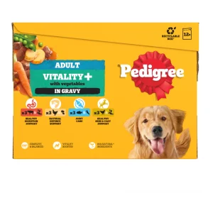 Pedigree VITALITY+ Adult Wet Dog Food Selection in Gravy 12 x 85g Pouch