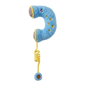 ZEZE Retro Telephone Shaped Pet Cushion, Soft Plush Cat Dog Mat (Blue/Yellow)