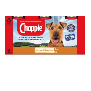 Chappie Adult Wet Dog Food Tins Chicken & Rice in Loaf 6 x 412g