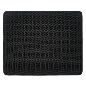 Honeycomb EVA Cat Litter Box Mat, Waterproof Double-Layer Anti-Scratch Pad, 55x75cm, Black