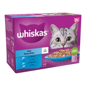 Whiskas 7+ Fish Favourites Senior Wet Cat Food Pouches in Jelly 12 x 85g
