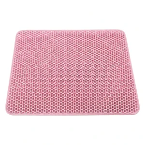 Honeycomb Design EVA Cat Litter Mat, Waterproof Double-Layer Honeycomb Mat, 55*75cm, Color: Pink
