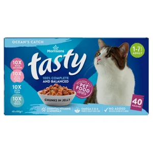 Morrisons Tasty Ocean's Catch Chunks in Jelly 1-7 Years Adult 40 x 100g