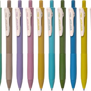 WRITECH Retractable Gel Pens Quick Dry Ink Pens Fine Point 0.5mm 10 Assorted Unique Vintage Colors For Journaling Drawing Doodling and Notetaking (Vintage 1)