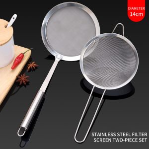BJ 304 Stainless steel strainer, strainer, strainer, soybean milk strainer, strainer, fine mesh, foaming spoon, flour strainer, two piece set