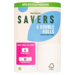 Morrisons Savers Toilet Tissue, 2-Ply, 6 Double Rolls
